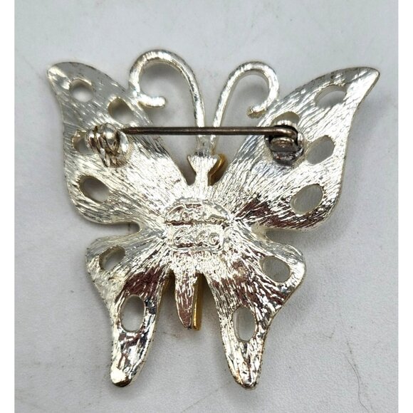 Vintage Allison Reed Signed Two Tone Butterfly Brooch 1.75"x1.5" - Picture 2 of 2